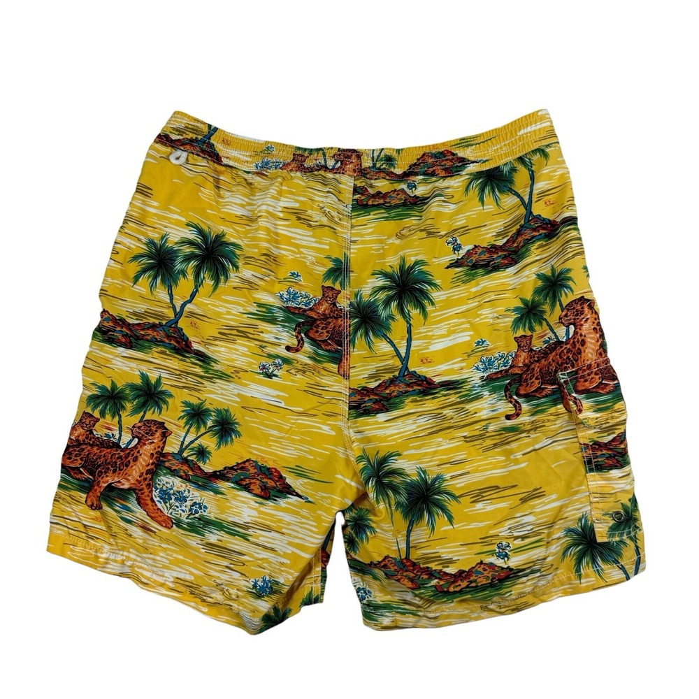 Polo Ralph Lauren VTG Yellow Leopard Floral Mesh Swimtrunk Size Large - Picture 3 of 4